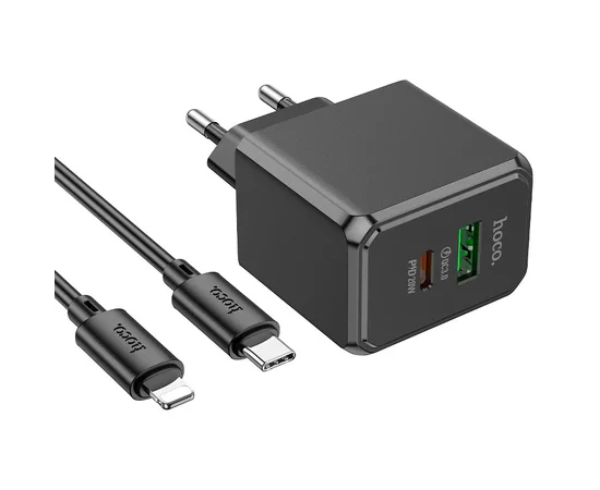 СЗУ Hoco CS14A PD20W+QC3.0 (1USB-A/1C) + Type-C to Lightning Black