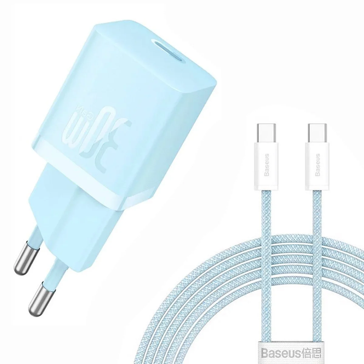 СЗУ Baseus GaN5 Fast Charger (mini) 30W (1USB-C) + кабель Type-C to Type-C (P10110902) Galaxy Blue