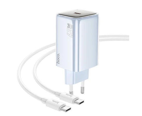 СЗУ Hoco N48 Glorious PD65W (1USB-C) + кабель Type-C to Type-C Blue