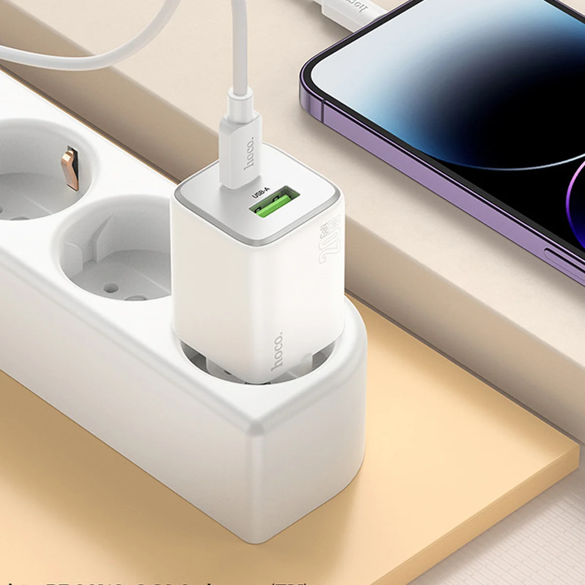 СЗУ Hoco N41 Almighty PD20W+QC3.0 White