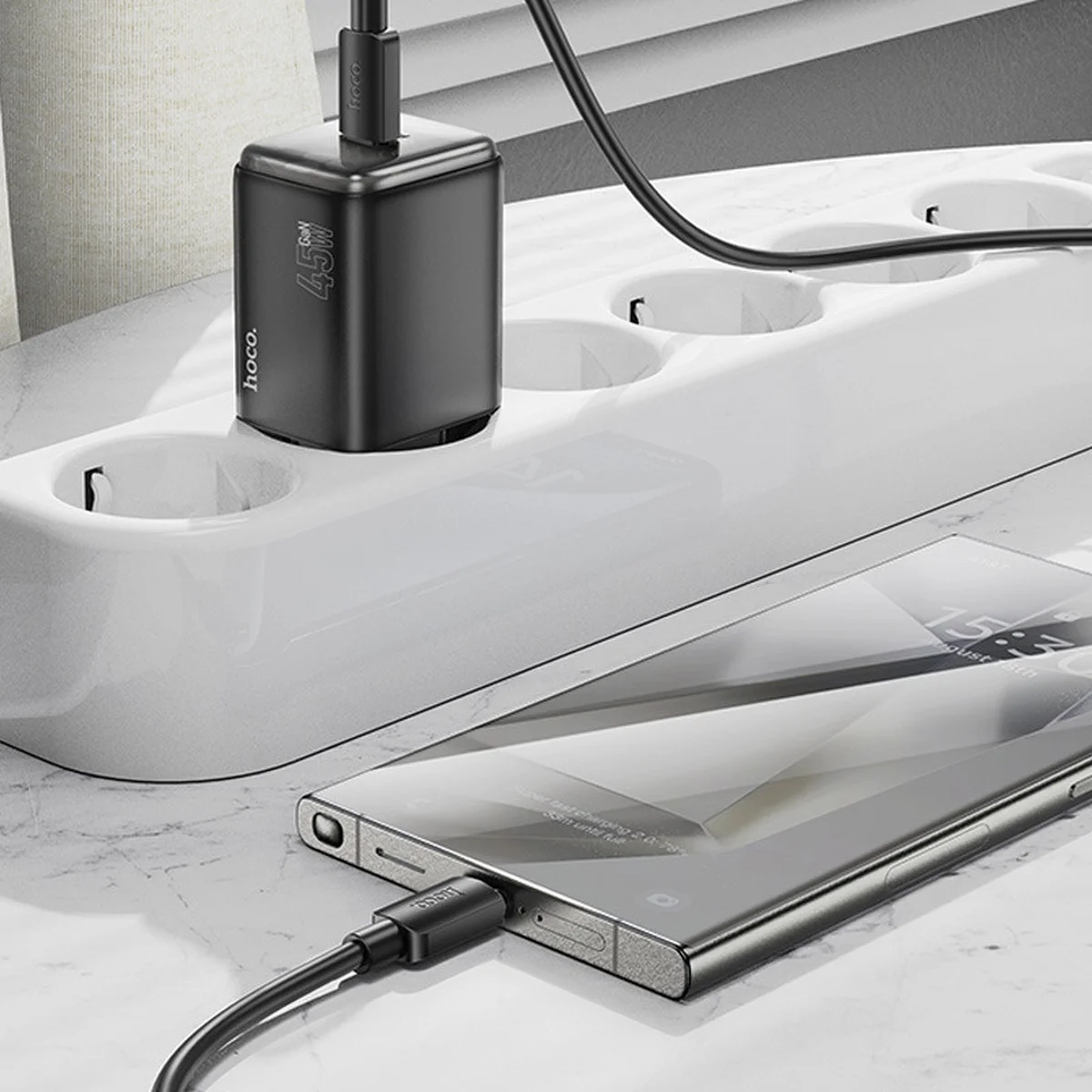 СЗУ Hoco N54 Monsoon PD45W (1USB-C) + Type-C to Type-C Black