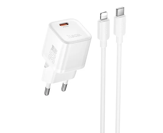 СЗУ Hoco N66 Ingenious PD35W (1USB-C) + кабель Type-C to Lightning White