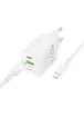 СЗУ Borofone BN27 Fuente PD20W+QC3.0 (1USB-A/1C) + кабель Type-C to Lightning White