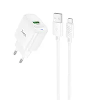 СЗУ Hoco C140A Smart QC3.0 18W (1USB-A) + кабель USB to MicroUSB White