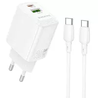 СЗУ Borofone BN29 Fuente PD30W+QC3.0 (1USB-A/1C) + кабель Type-C to Type-C White