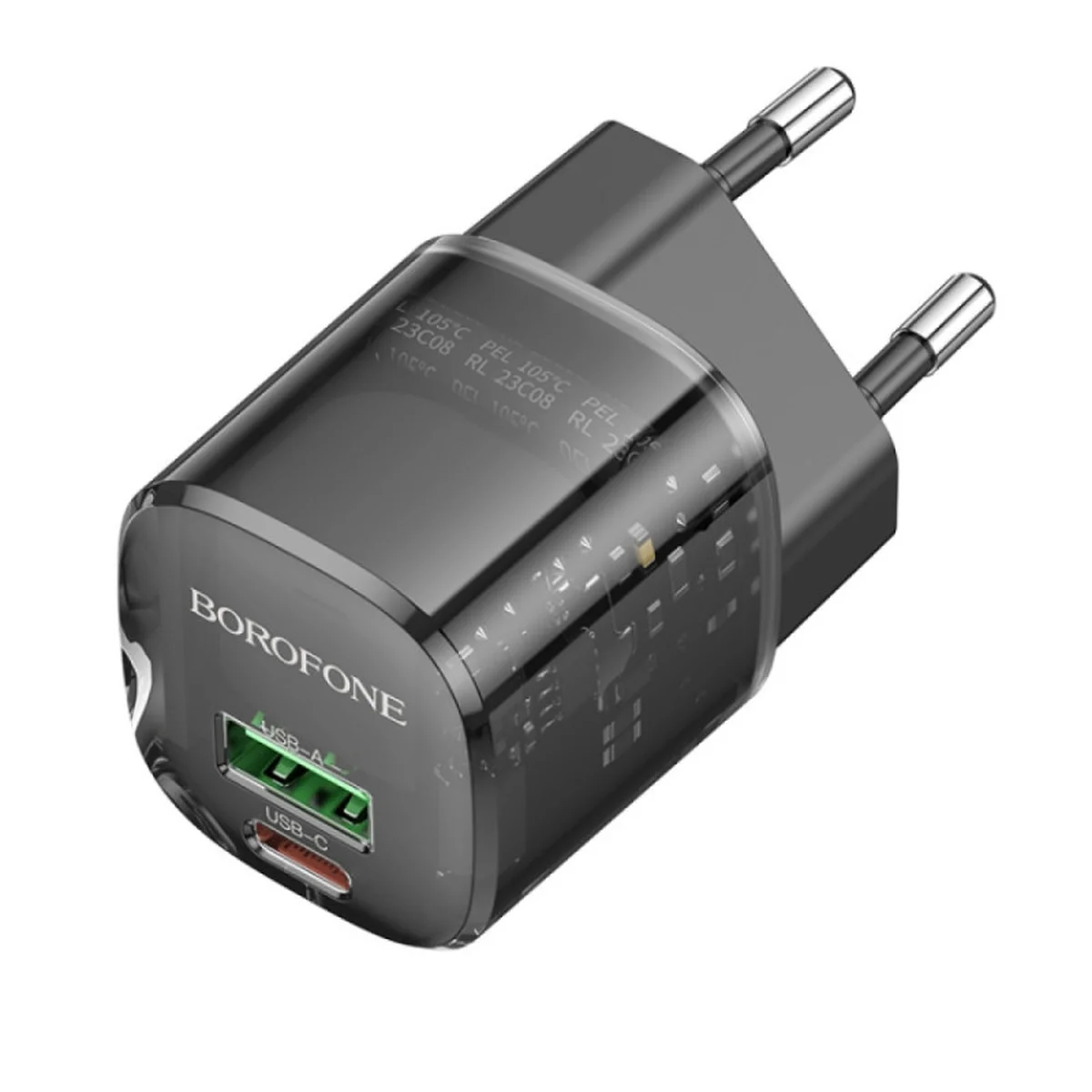 СЗУ Borofone BN17 Sunlight PD20W+QC3.0 (1USB-A/1C) Transparent black