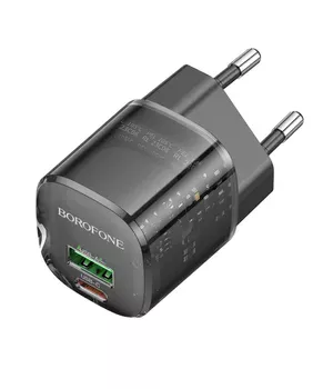 СЗУ Borofone BN17 Sunlight PD20W+QC3.0 (1USB-A/1C) Transparent black