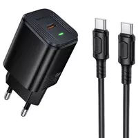 СЗУ Borofone BAS84A Star PD25W (1USB-C) + кабель Type-C to Type-C Black