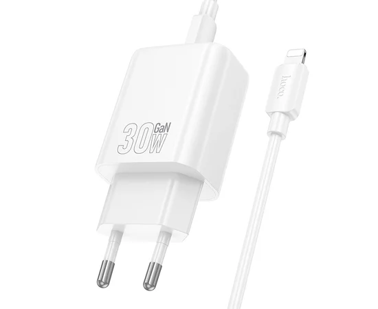 СЗУ Hoco N62 Gentle PD30W (1USB-C) + кабель Type-C to Lightning White