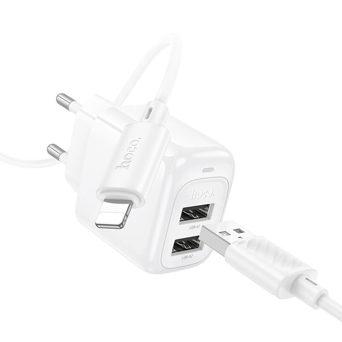 СЗУ Hoco CS51A Surplus (2USB-A) + кабель USB to Lightning White