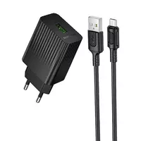 СЗУ Borofone BAS72A Source QC3.0 (1USB-A) + кабель USB to MicroUSB Black
