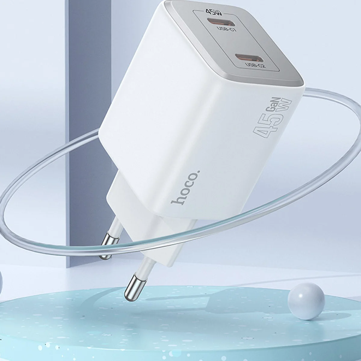 СЗУ Hoco N42 Elogiado 2C PD45W + Type to Type-C White