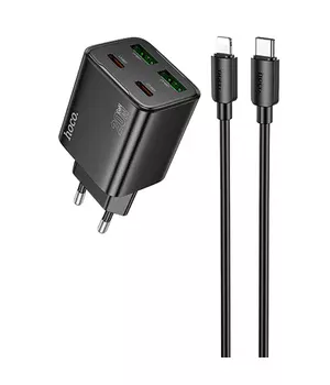 СЗУ Hoco N55 Fundador PD20W four-port (2USB-A/2C) + Type-C to Lightning Black