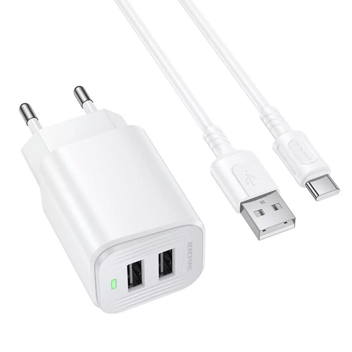 СЗУ Borofone BAS81A Star 10.5W (2USB-A) + кабель USB to Type-C White