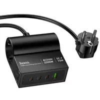 СЗУ Hoco AC34 Win 2 position 70W QC+PD (1USB-A/3C/1Socket) (1.5m) Black