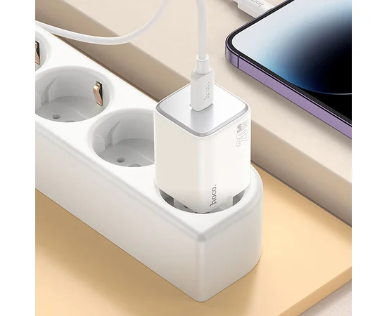 СЗУ Hoco N40 Mighty 1C PD20W + Type to Lightning White