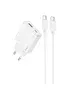 СЗУ Hoco C142A Direct PD20W+QC3.0 (1USB-A/1C) + кабель Type-C to Type-C White