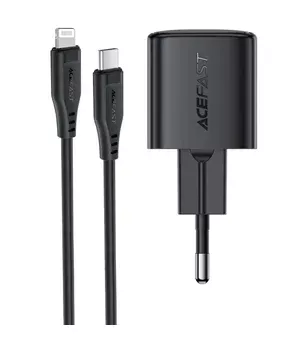 СЗУ Acefast A118 PD30W GaN (1USB-C) + кабель Type-C to Lightning Black