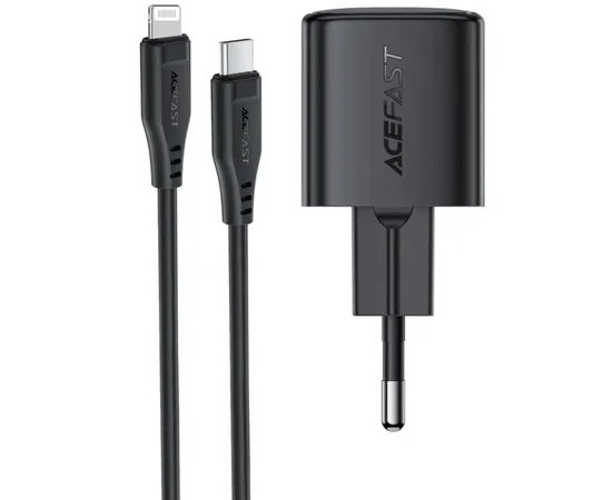 СЗУ Acefast A118 PD30W GaN (1USB-C) + кабель Type-C to Lightning Black