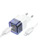СЗУ Hoco C125A Transparent 1C PD20W + Type-C to Lightning Transparent blue