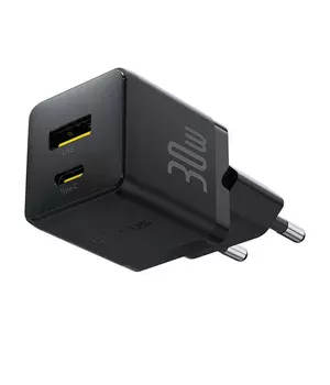 СЗУ Baseus Palm Fast Charger 30W (1USB-A/1C) + кабель Type-C to Type-C (P1011160A) Cluster Black