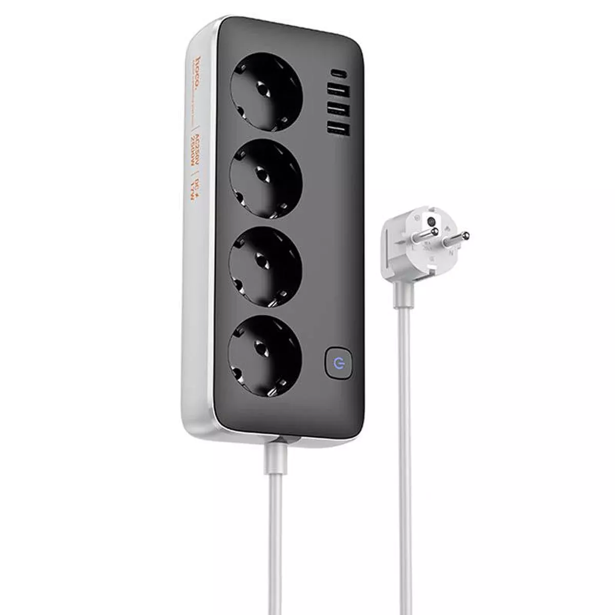 Удлинитель Hoco AC21 Sunlight 4-bit (1C/3A/4xSocket) (1.5m) White