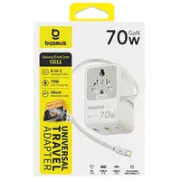Мережевий універсальний перехідник Baseus CG11 70W with retractable cable (2USB-A/3C/1Socket) (E0307E) Off-White