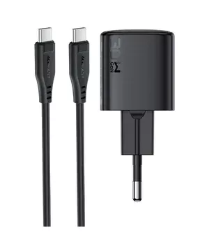 СЗУ Acefast A118 PD30W GaN (1USB-C) + кабель Type-C to Type-C Black