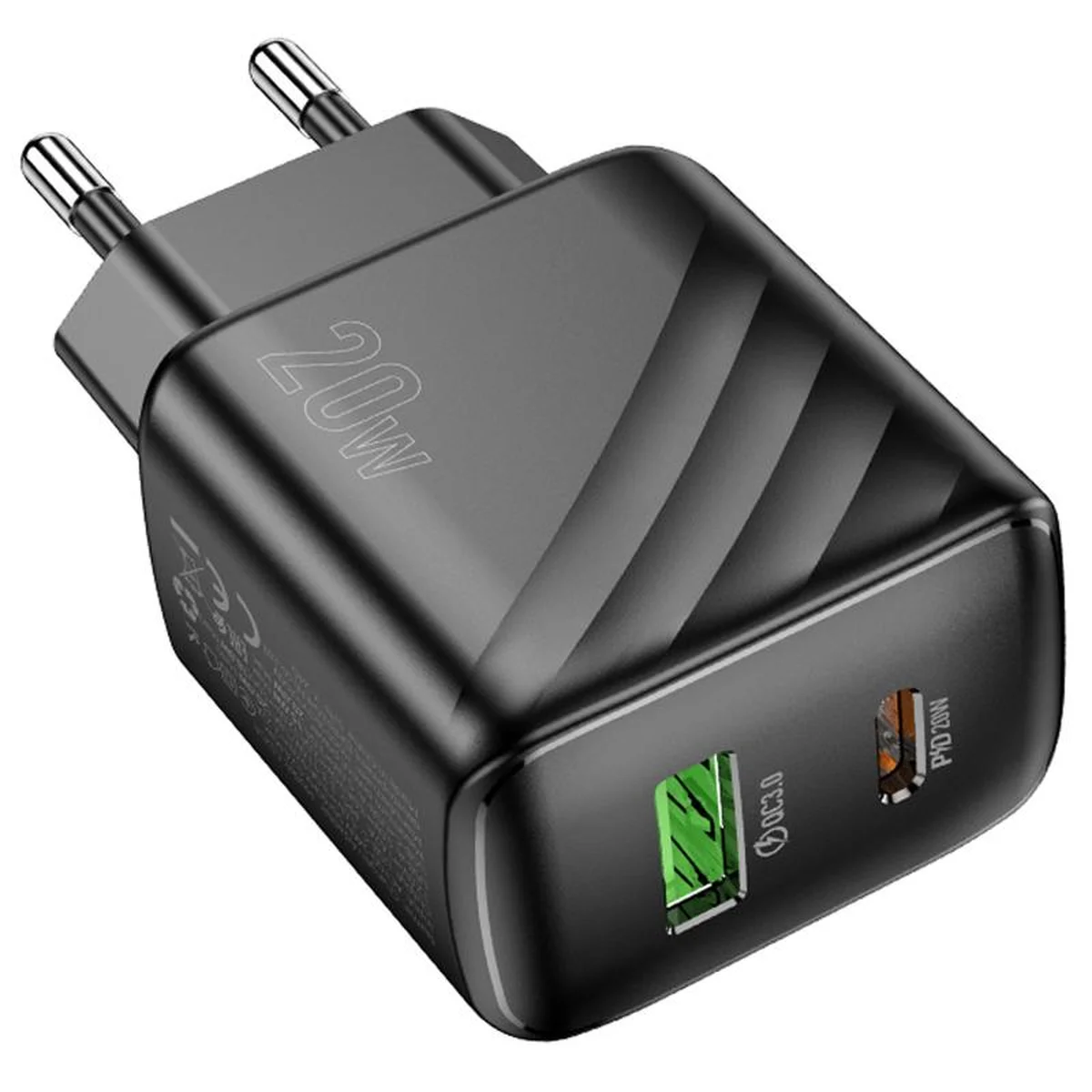 СЗУ Hoco CS25A Rico PD20W+QC3.0 (1USB-A/1C) Black