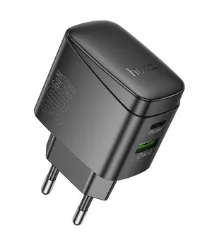 СЗУ Hoco CS61A Bright PD30W+QC3.0 (1USB-A/1C) Black