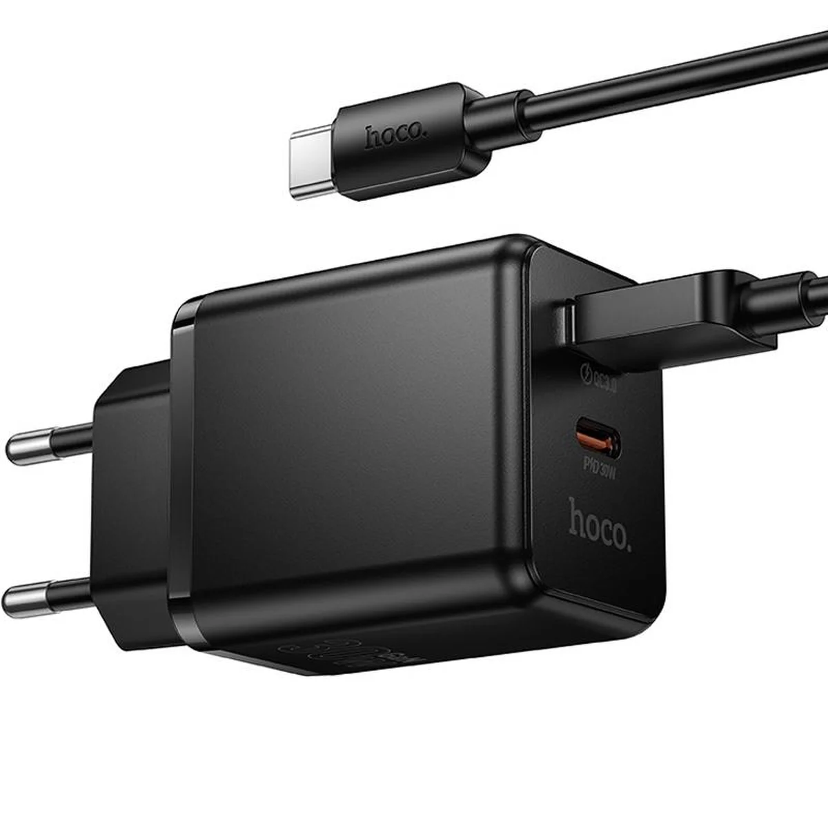 СЗУ Hoco C157A Smart PD30W+QC3.0 (1USB-A/1C) + кабель USB to Type-C Black