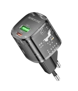 СЗУ Borofone BN17 Sunlight PD20W+QC3.0 (1USB-A/1C) Transparent black