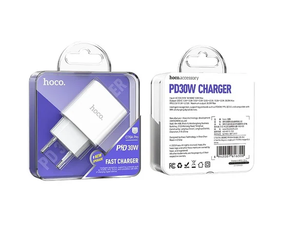 СЗУ Hoco C76A Pro Majestic PD30W (1C) White