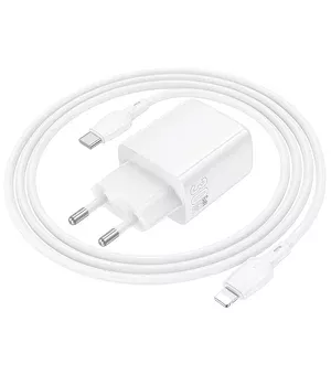 СЗУ Borofone BN29 Fuente PD30W+QC3.0 (1USB-A/1C) + кабель Type-C to Lightning White