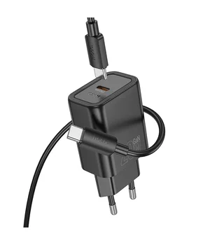 СЗУ Hoco N60 Gentle PD20W (1USB-C) + кабель Type-C to Type-C Black