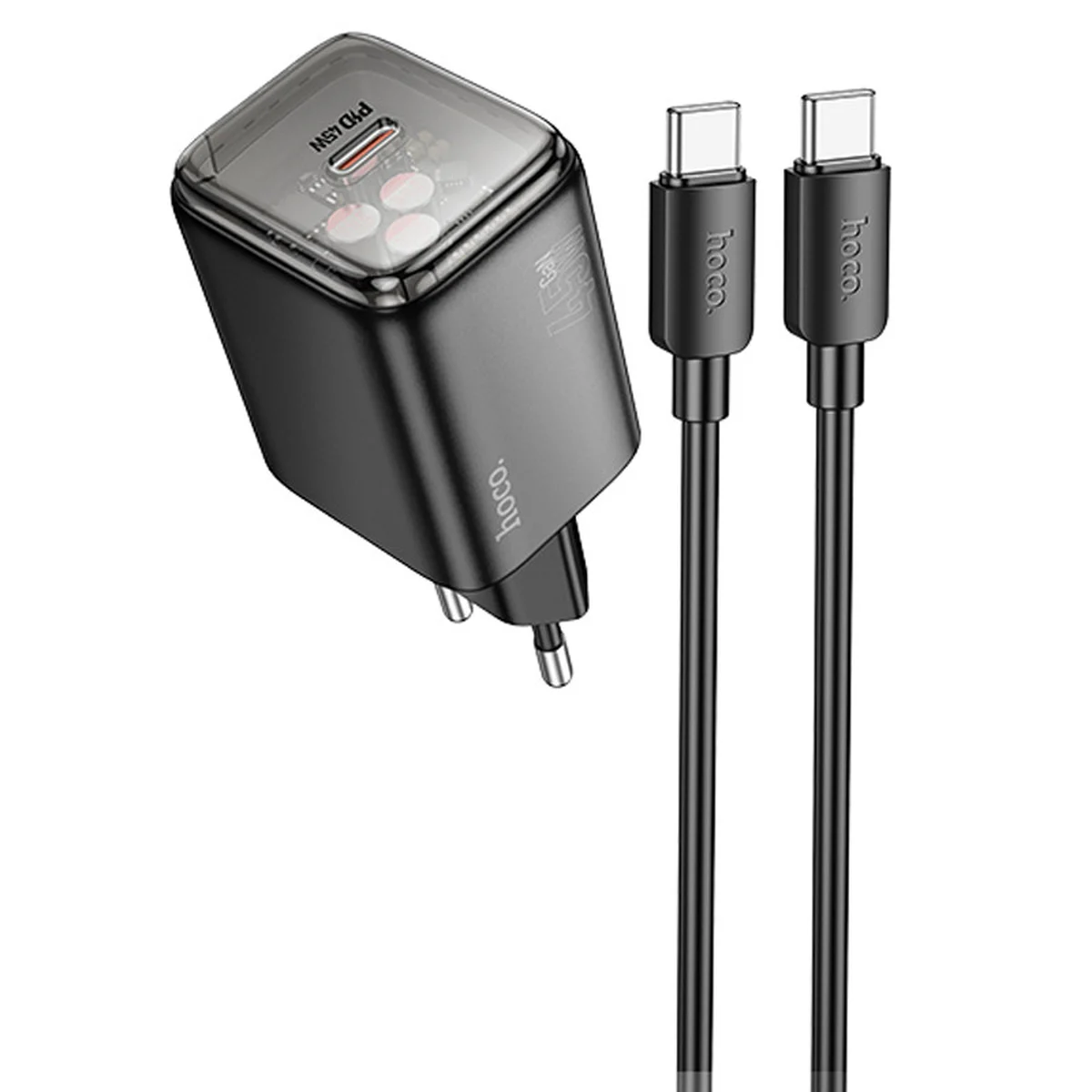 СЗУ Hoco N54 Monsoon PD45W (1USB-C) + Type-C to Type-C Black
