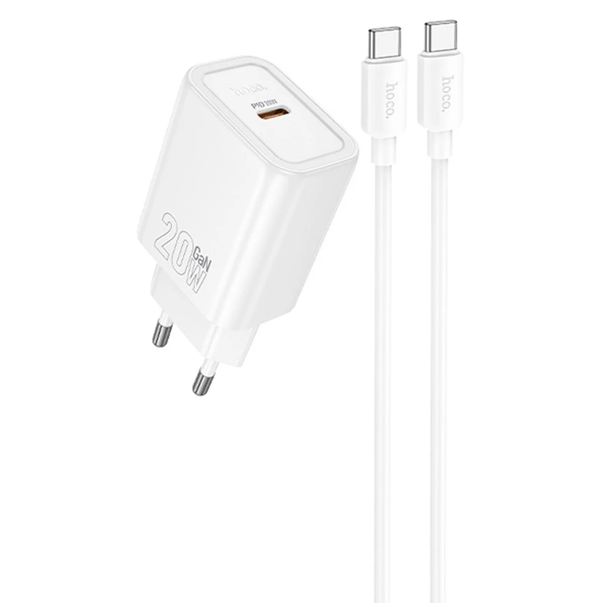 СЗУ Hoco N60 Gentle PD20W (1USB-C) + кабель Type-C to Type-C White