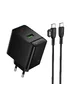 СЗУ Borofone BAS16A Erudite PD45W+QC3.0 (1USB-A/1C) + кабель Type-C to Type-C Black