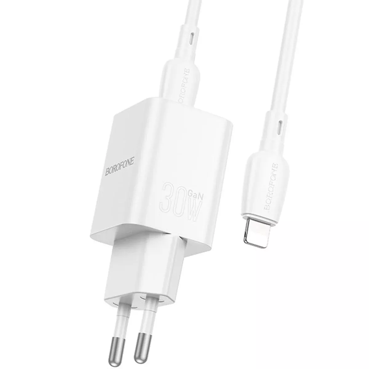 СЗУ Borofone BN14 Royal PD30W+QC3.0 (1USB-A/1C) + кабель Type-C to Lightning White