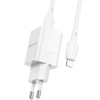 СЗУ Borofone BN14 Royal PD30W+QC3.0 (1USB-A/1C) + кабель Type-C to Lightning White