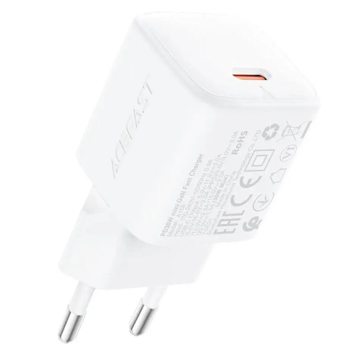 СЗУ Acefast A118 PD30W GaN (1USB-C) White