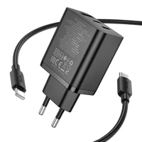 СЗУ Hoco N50 Scenery PD45W (1USB-A/2C) + кабель Type-C to Type-C Black