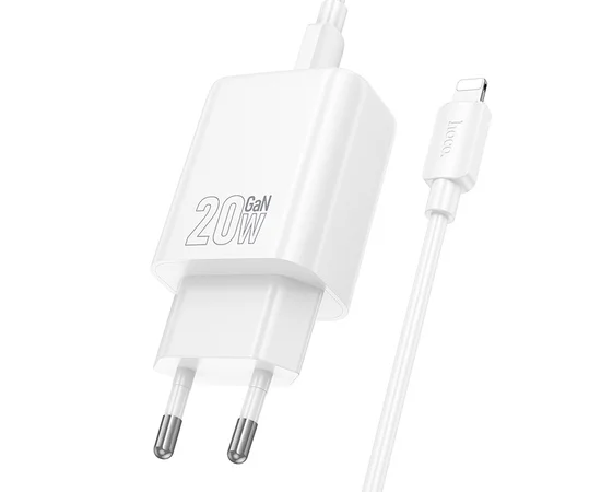 СЗУ Hoco N60 Gentle PD20W (1USB-C) + кабель Type-C to Lightning White