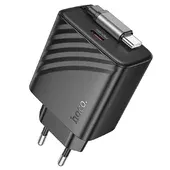 СЗУ Hoco N57 Full PD20W with retractable cable Type-C (2USB-C) Black