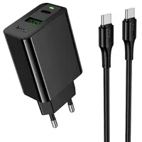 СЗУ Hoco CS95A Leader PD30W+QC3.0 (1USB-A/1C) + кабель Type-C to Type-C Black