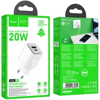 СЗУ Hoco N46 Glorious PD20W+QC3.0 (1USB-A/1C) White