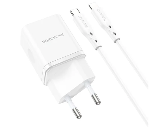 СЗУ Borofone BN7 PD20W+QC3.0 (1USB-A/1C) + Type-C to Lightning White