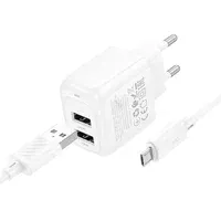 СЗУ Hoco CS51A Surplus (2USB-A) + MicroUSB White