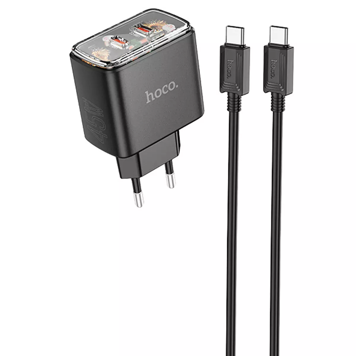 СЗУ Hoco CS43A Smart PD45W (2C) + Type-C to Type-C Black