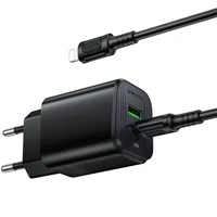 СЗУ Borofone BAS83A Star PD20W+QC3.0 (1USB-A/1C) + кабель Type-C to Lightning Black